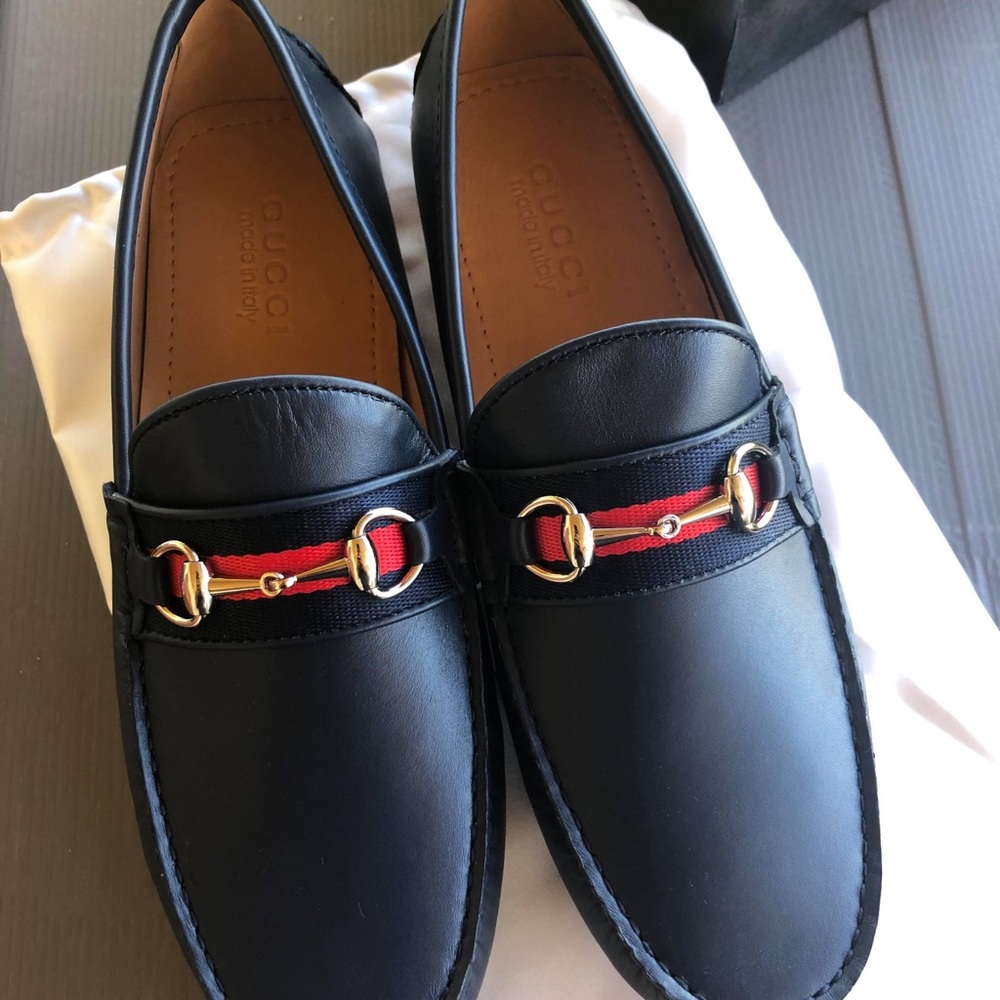 Gucci Moccasin Shoes Driver Leather man blue